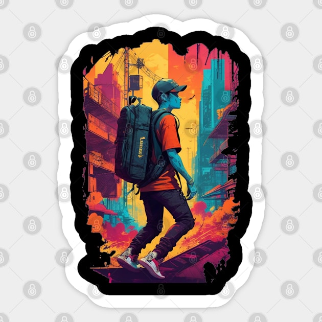 Urban Wanderlust - Embrace Exploration and Adventure Sticker by Moulezitouna